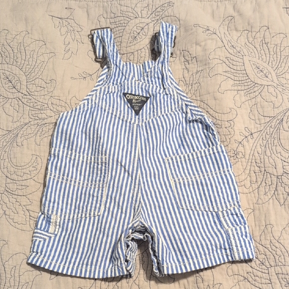 OshKosh B'gosh Kids Blue and White Striped Overalls - Picture 3 of 3